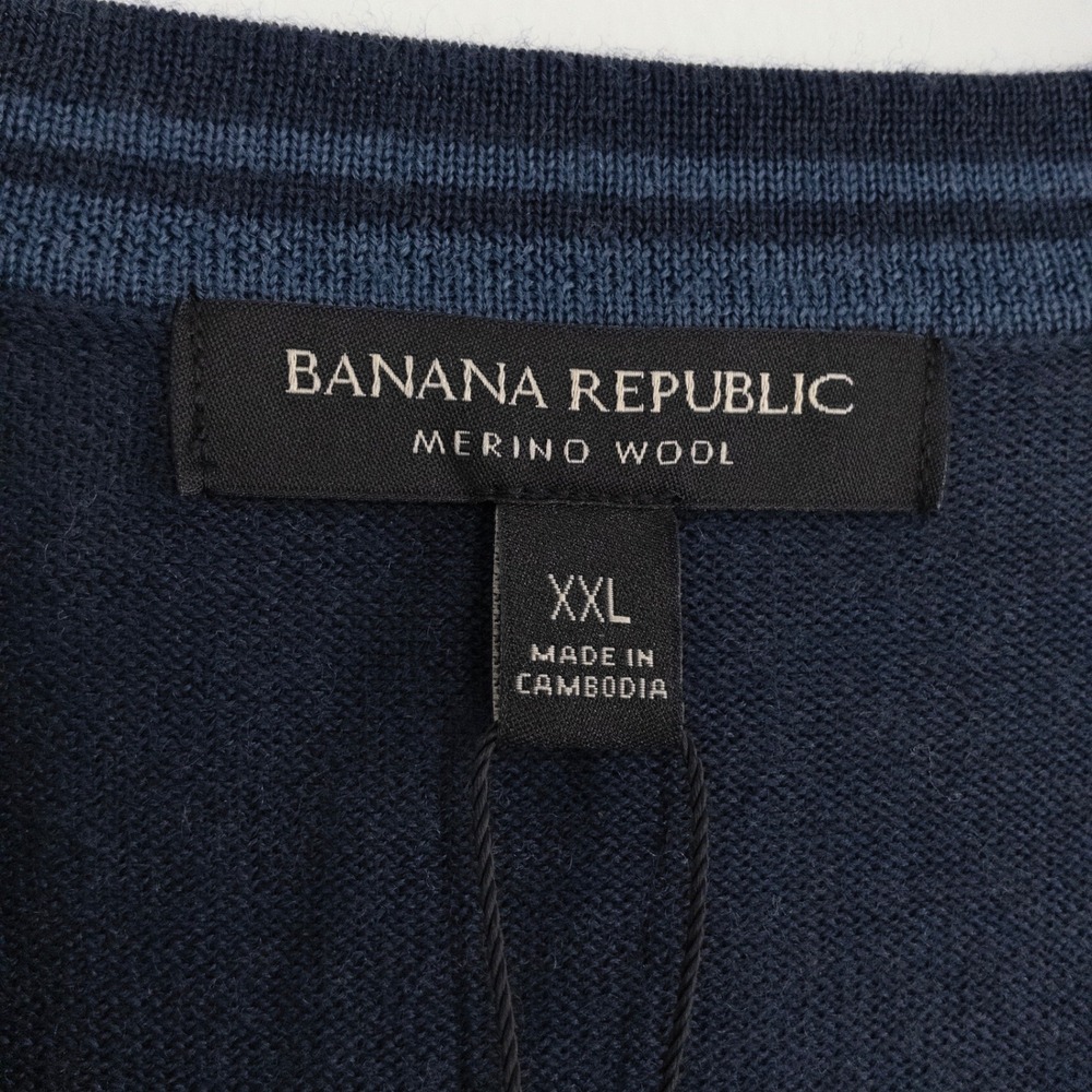 Banana Republic Merino Wool Sweater Men's XXL Navy Crew Neck Lightweight NWT - Picture 5 of 7